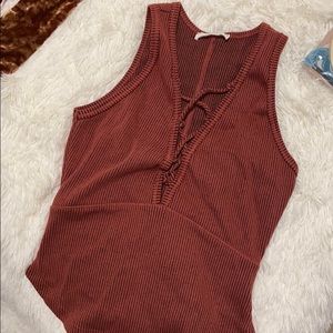 Crossed cross v neck tank